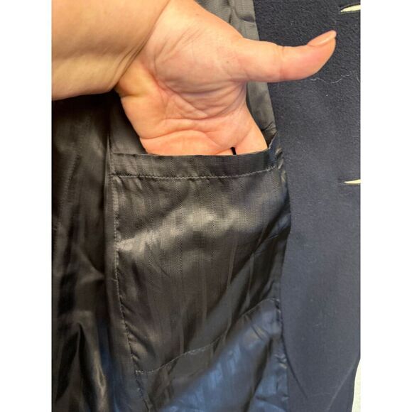 Allyn Saint George Mens Black Cashmere Blend Notch Lapel Trench Coat Size 38 - Picture 5 of 14